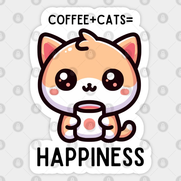 Coffee Plus Cats is Happiness Sticker by Mey Designs